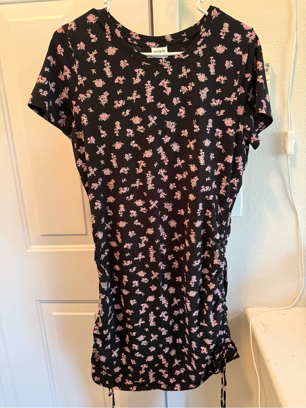 PINK Victoria's Secret Black Mini Dress with Pink Floral Print